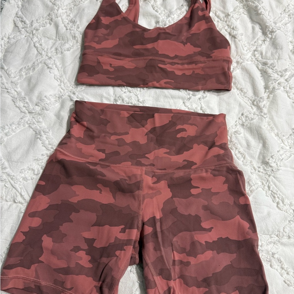 Lululemon Align Camo Sports Bra and Shorts Set